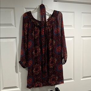 Olsenboye Red and Blue Long Sleeve Dress